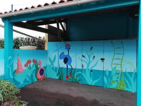 Atelier de fresque participative — La légende du colibri de Pierre Rabhi, Nesmy (2)